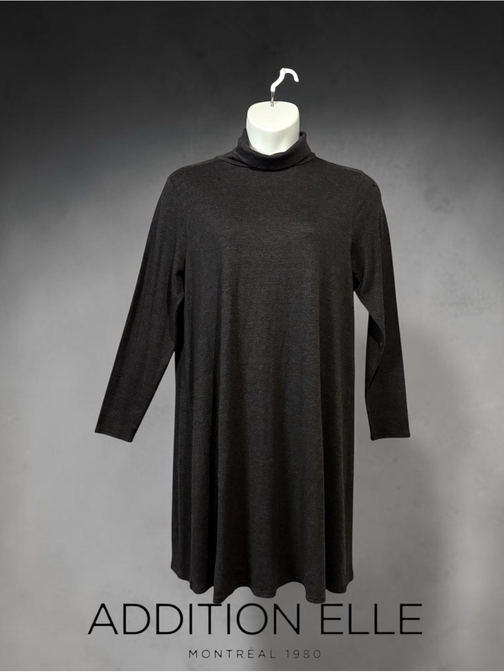 Addition Elle, 2X Plus Size, Charcoal Turtleneck Sweater Dress Soft
